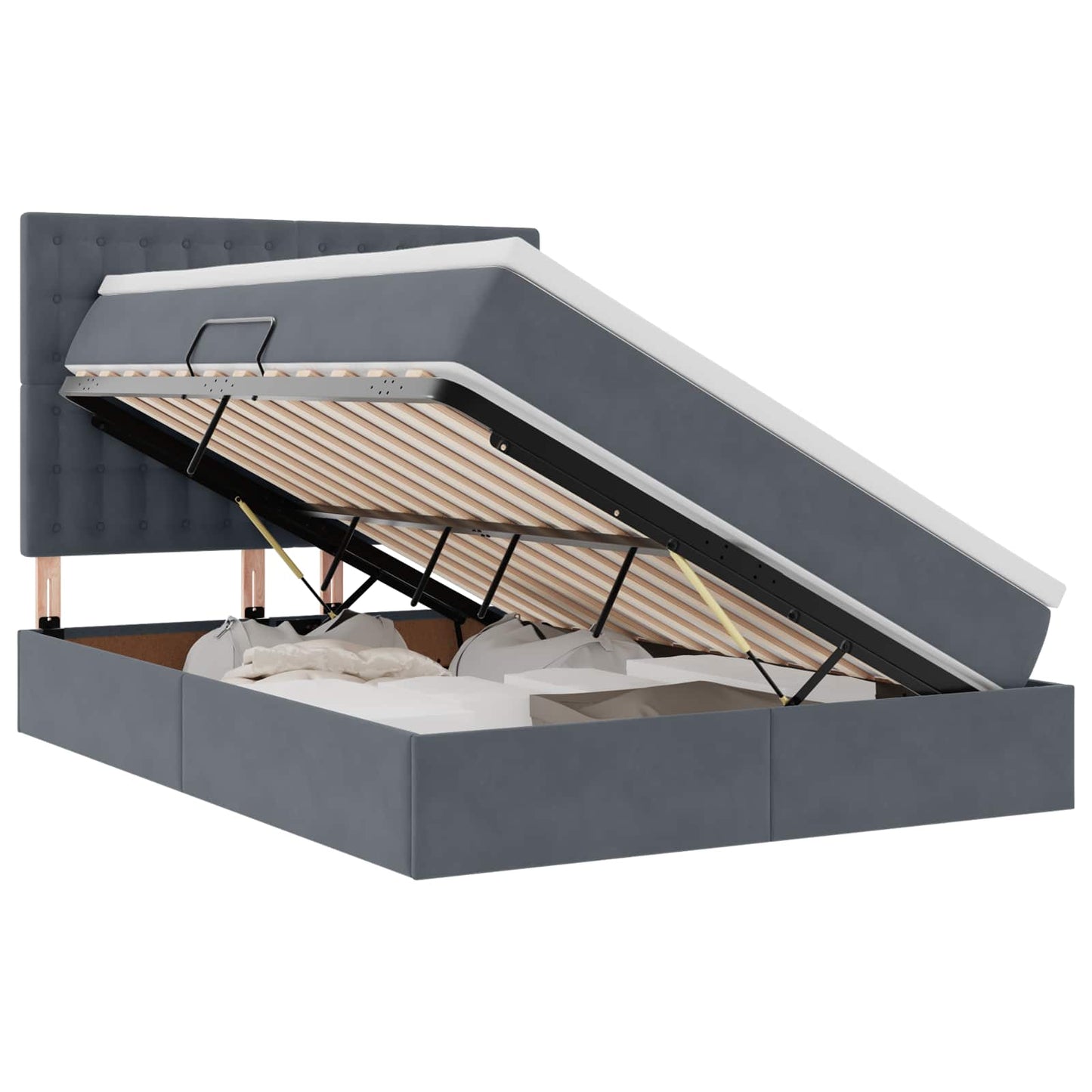 Letto con contenitore e materasso Grigio scuro 140 x 200 cm | homemem39