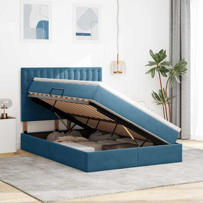 Letto con contenitore e materasso Blu Scuro 140 x 200 cm | homemem39