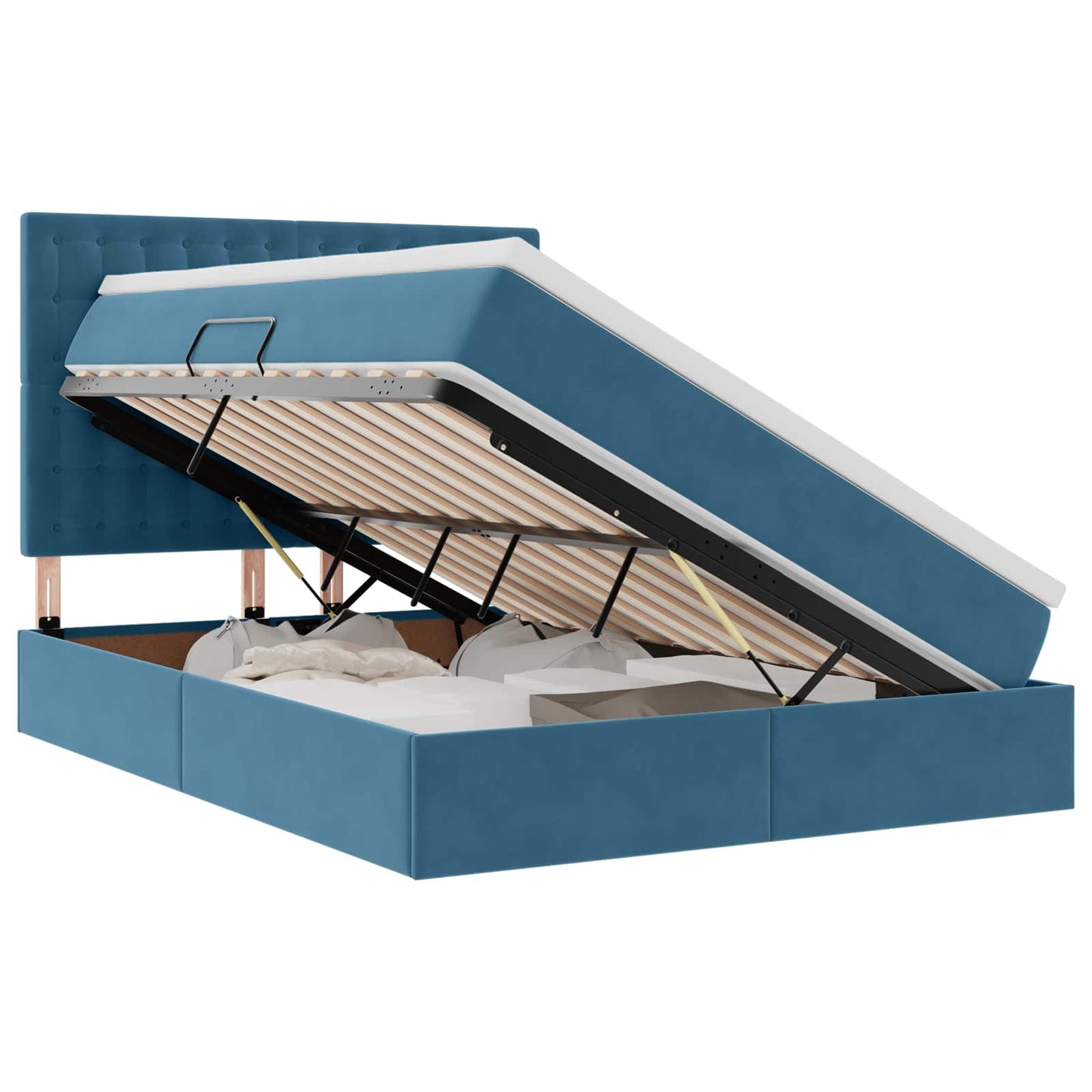 Letto con contenitore e materasso Blu Scuro 140 x 200 cm | homemem39