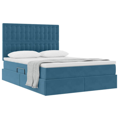 Letto con contenitore e materasso Blu Scuro 140 x 200 cm | homemem39
