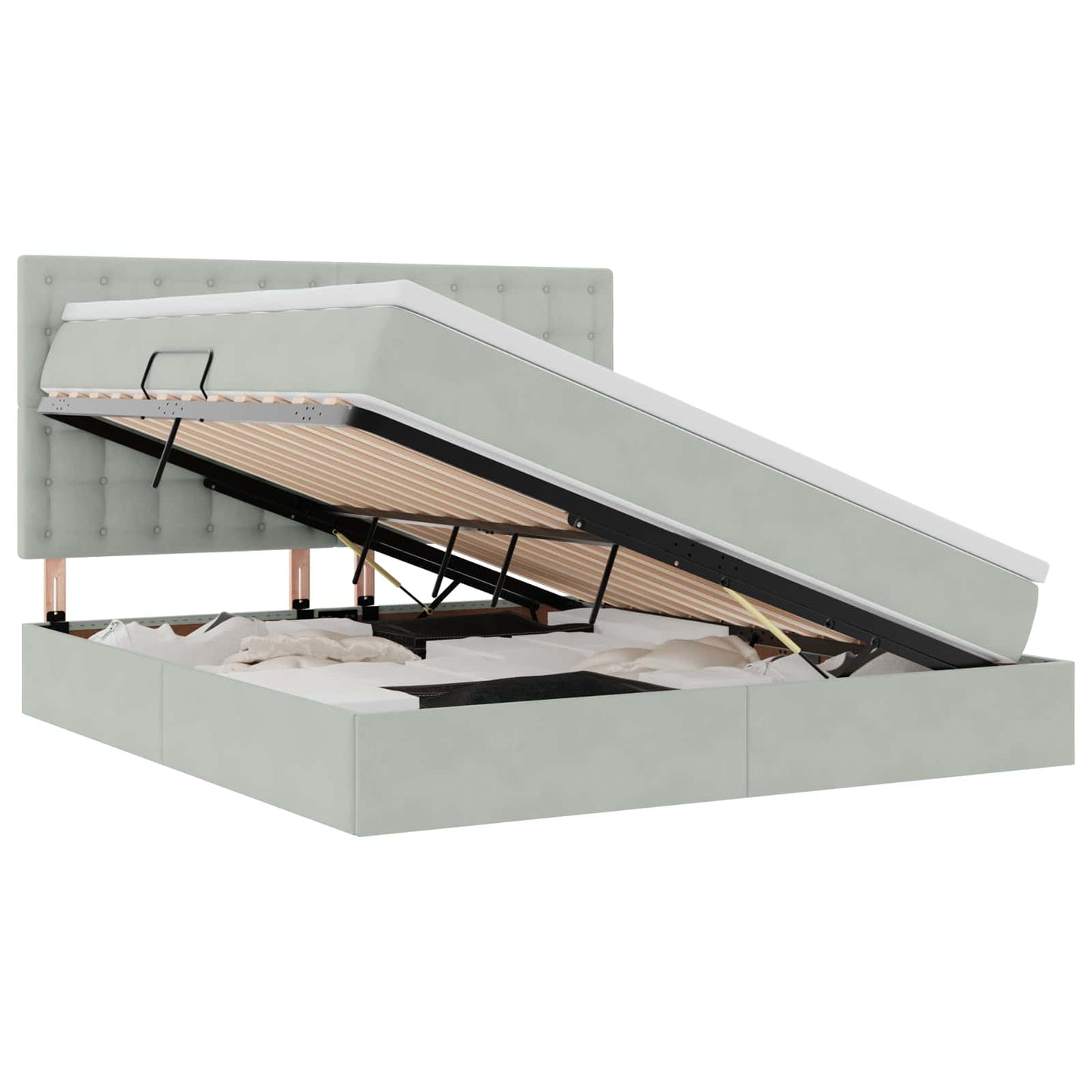 Letto con contenitore e materasso Grigio chiaro 160 x 200 cm | homemem39
