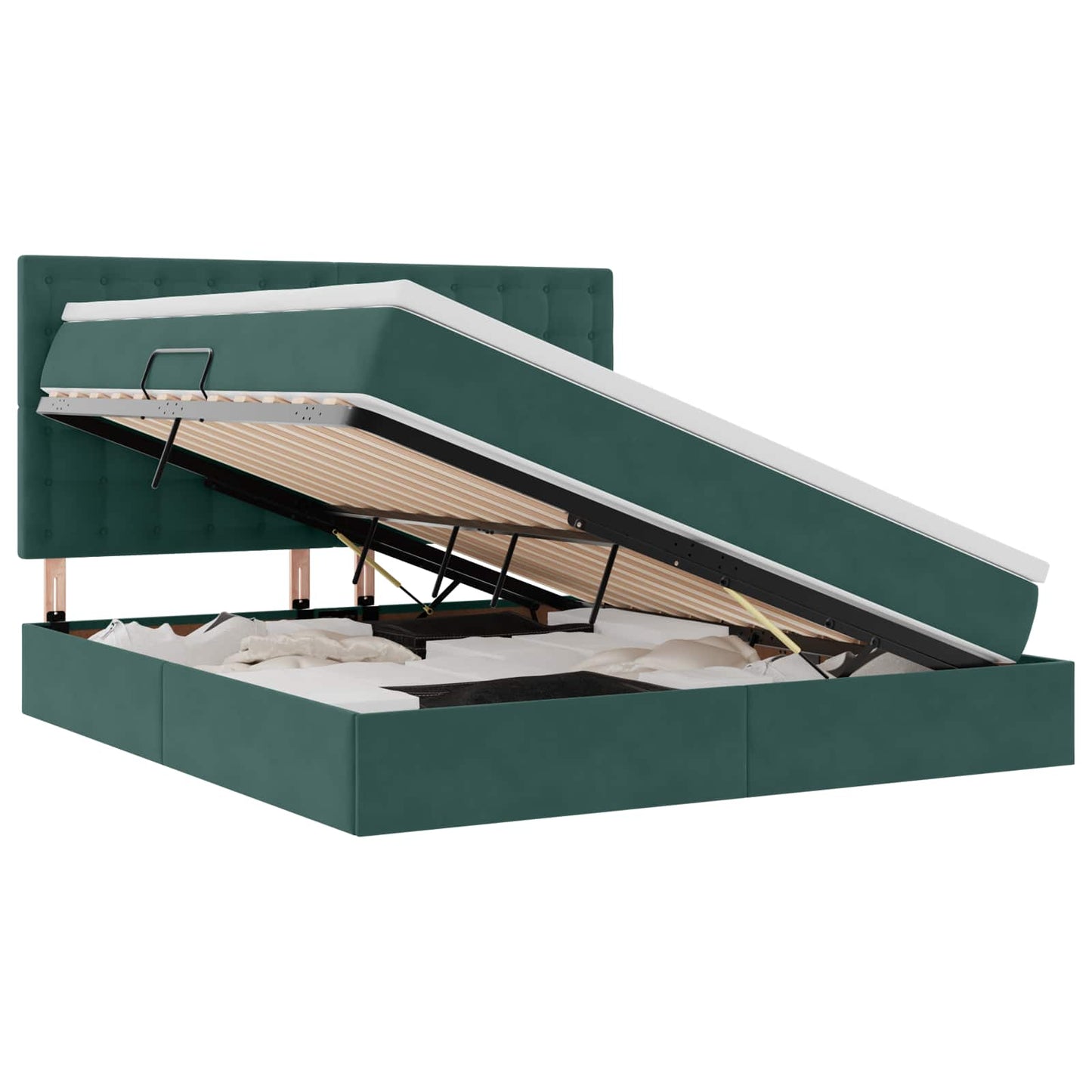 Letto con contenitore e materasso Verde Scuro 160 x 200 cm | homemem39