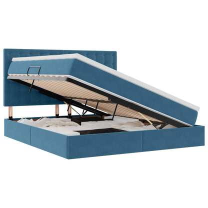 Letto con contenitore e materasso Blu Scuro 160 x 200 cm | homemem39