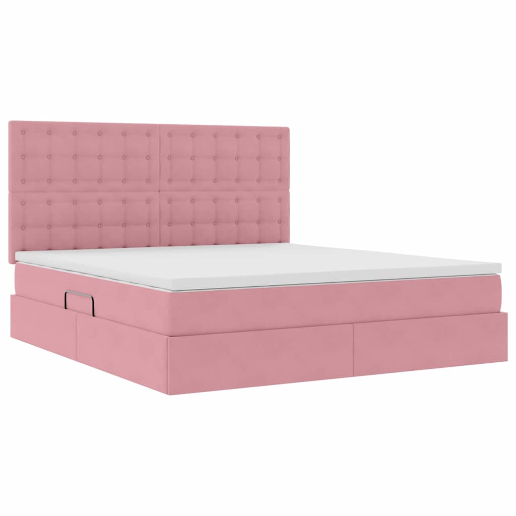 Letto con contenitore e materasso Rosa 160 x 200 cm Velluto | homemem39