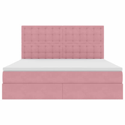 Letto con contenitore e materasso Rosa 160 x 200 cm Velluto | homemem39