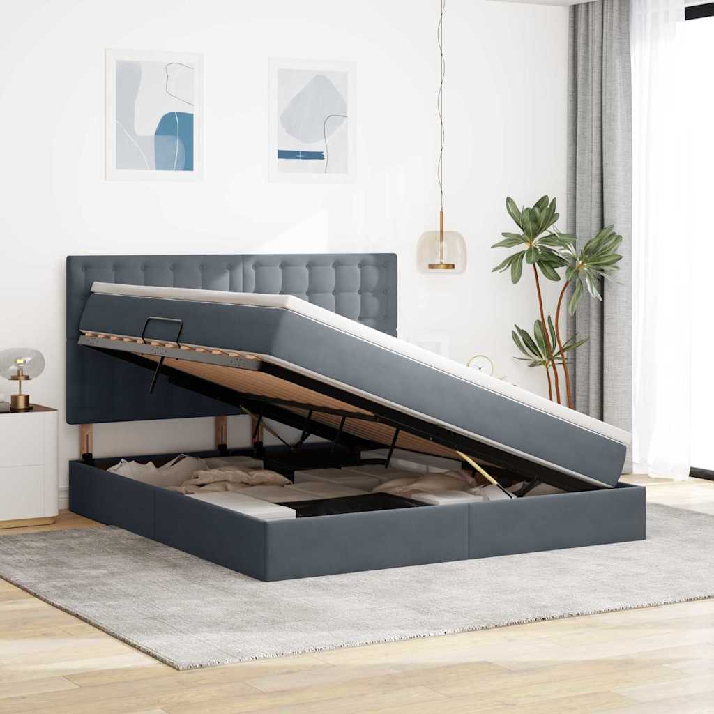 Letto con contenitore e materasso Grigio scuro 180 x 200 cm | homemem39