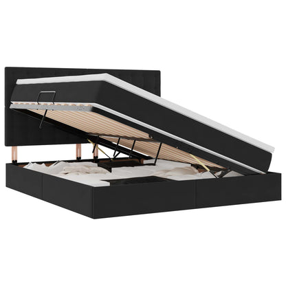 Letto con contenitore e materasso Nero 180 x 200 cm Velluto | homemem39
