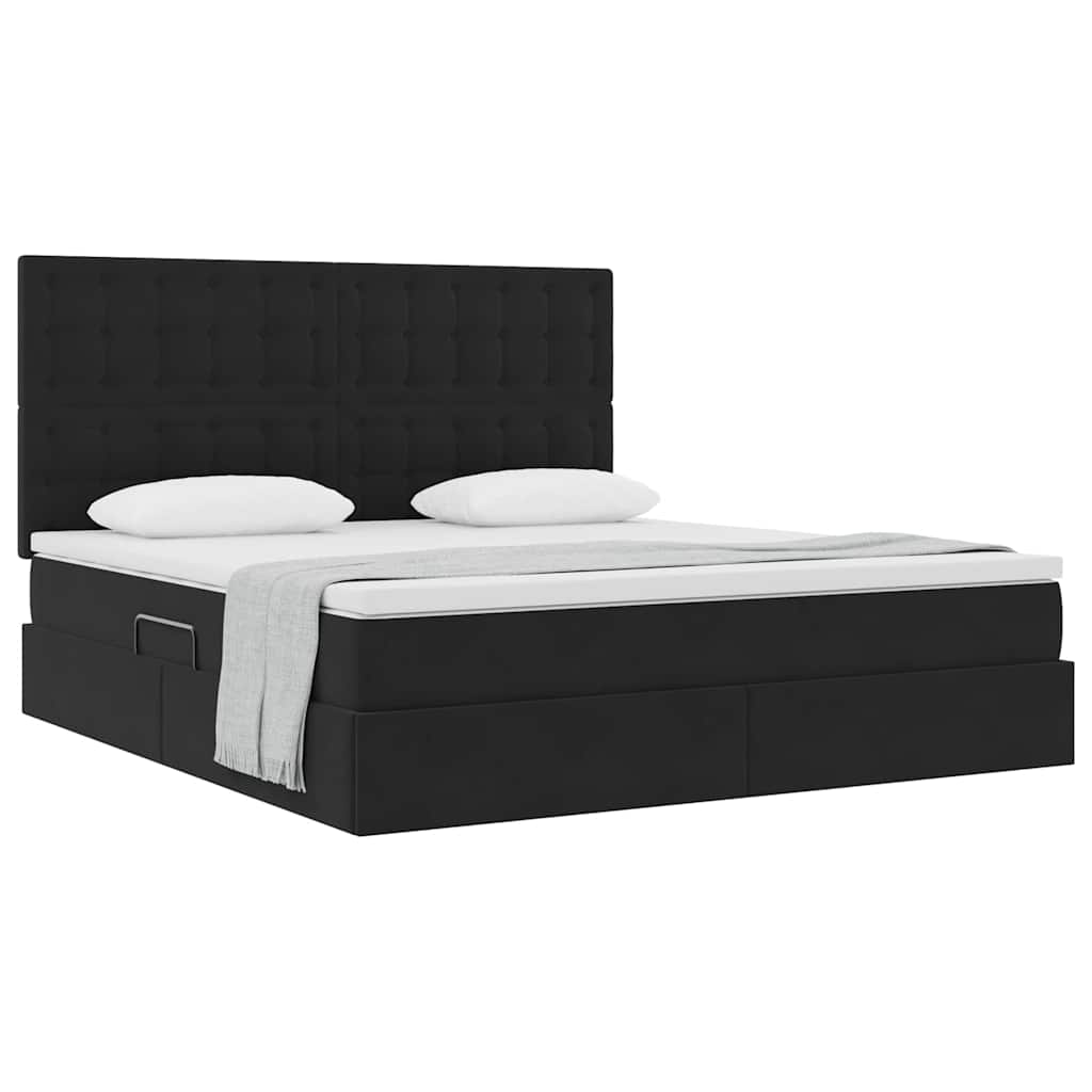 Letto con contenitore e materasso Nero 180 x 200 cm Velluto | homemem39