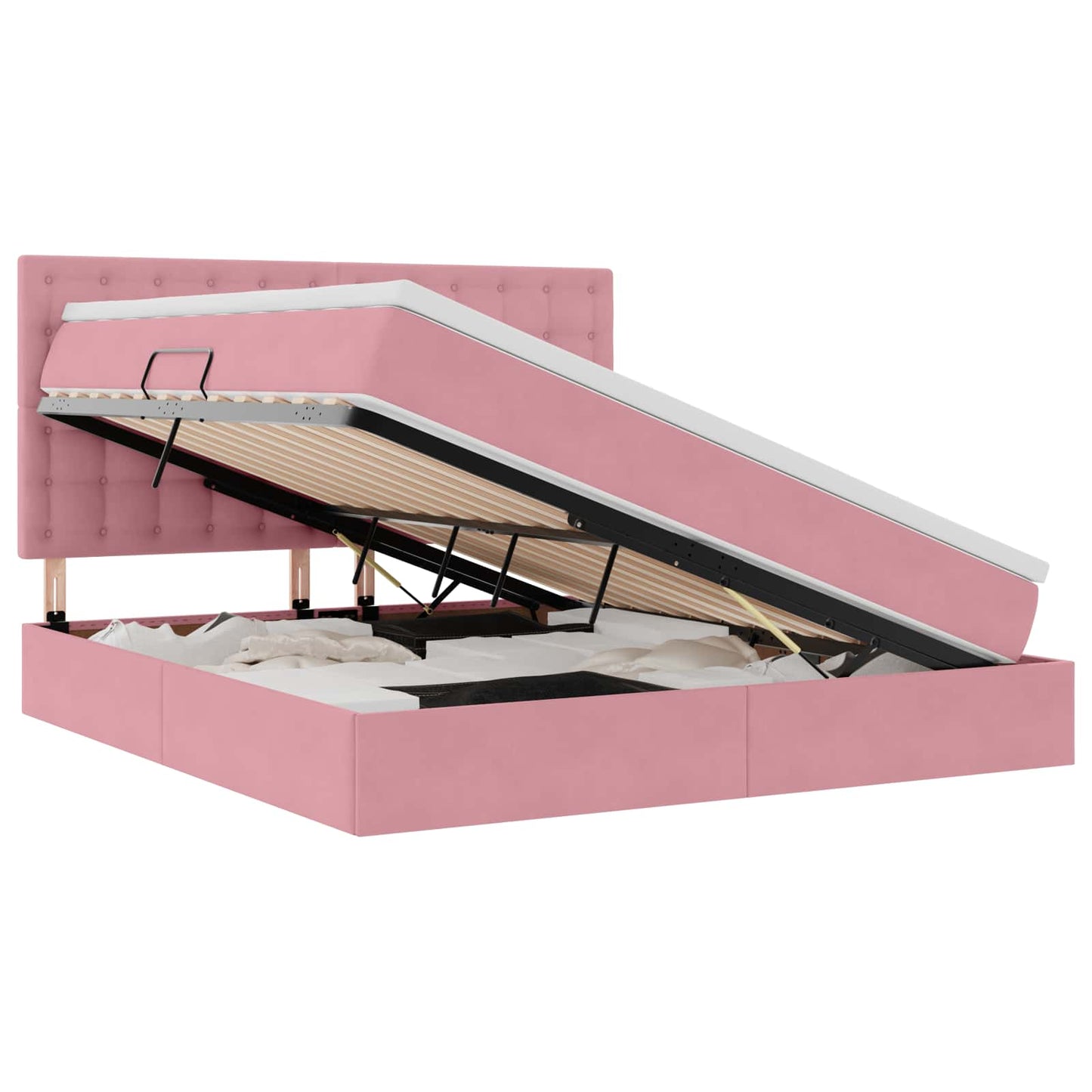 Letto con contenitore e materasso Rosa 180 x 200 cm Velluto | homemem39