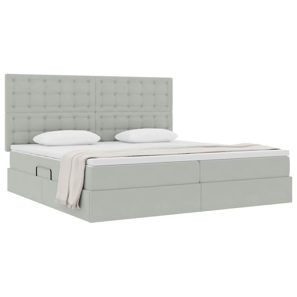 Letto con contenitore e materasso Grigio chiaro 200 x 200 cm | homemem39
