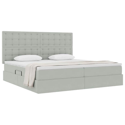 Letto con contenitore e materasso Grigio chiaro 200 x 200 cm | homemem39