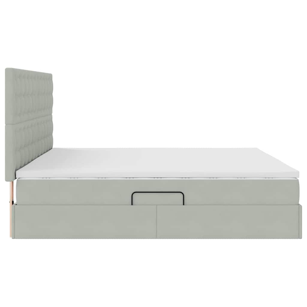 Letto con contenitore e materasso Grigio chiaro 200 x 200 cm | homemem39