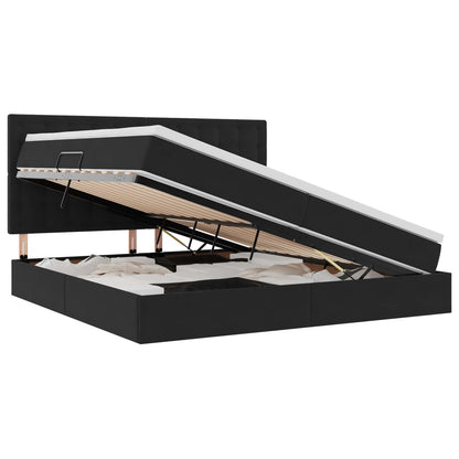 Letto con contenitore e materasso Nero 200 x 200 cm Velluto | homemem39