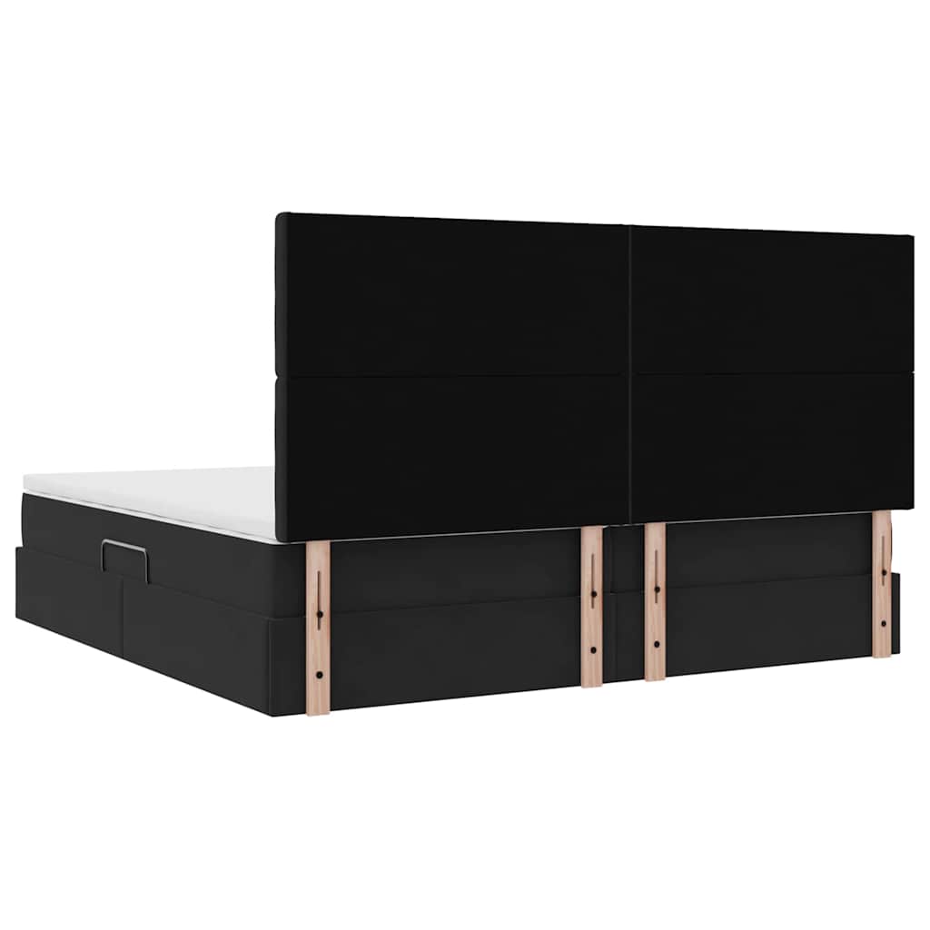Letto con contenitore e materasso Nero 200 x 200 cm Velluto | homemem39