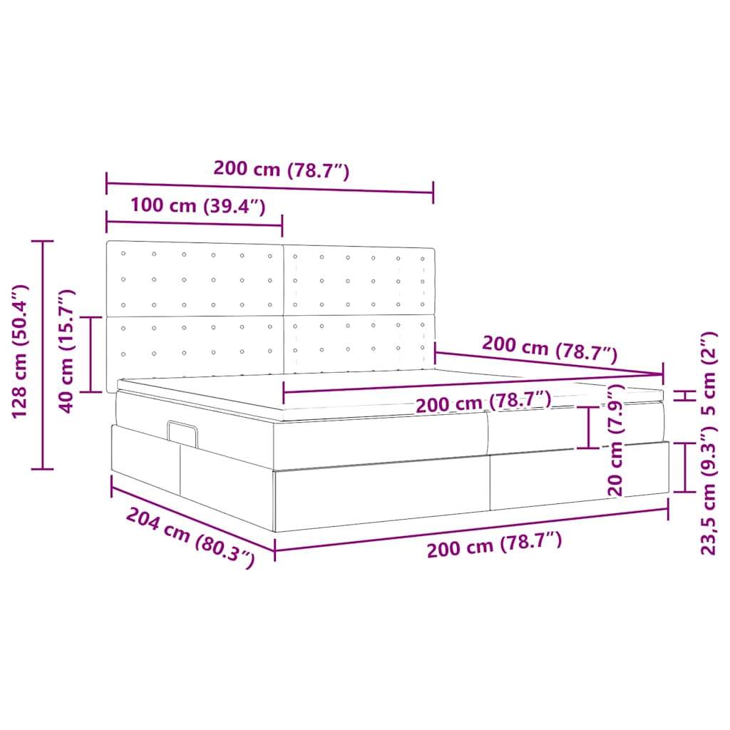 Letto con contenitore e materasso Nero 200 x 200 cm Velluto | homemem39
