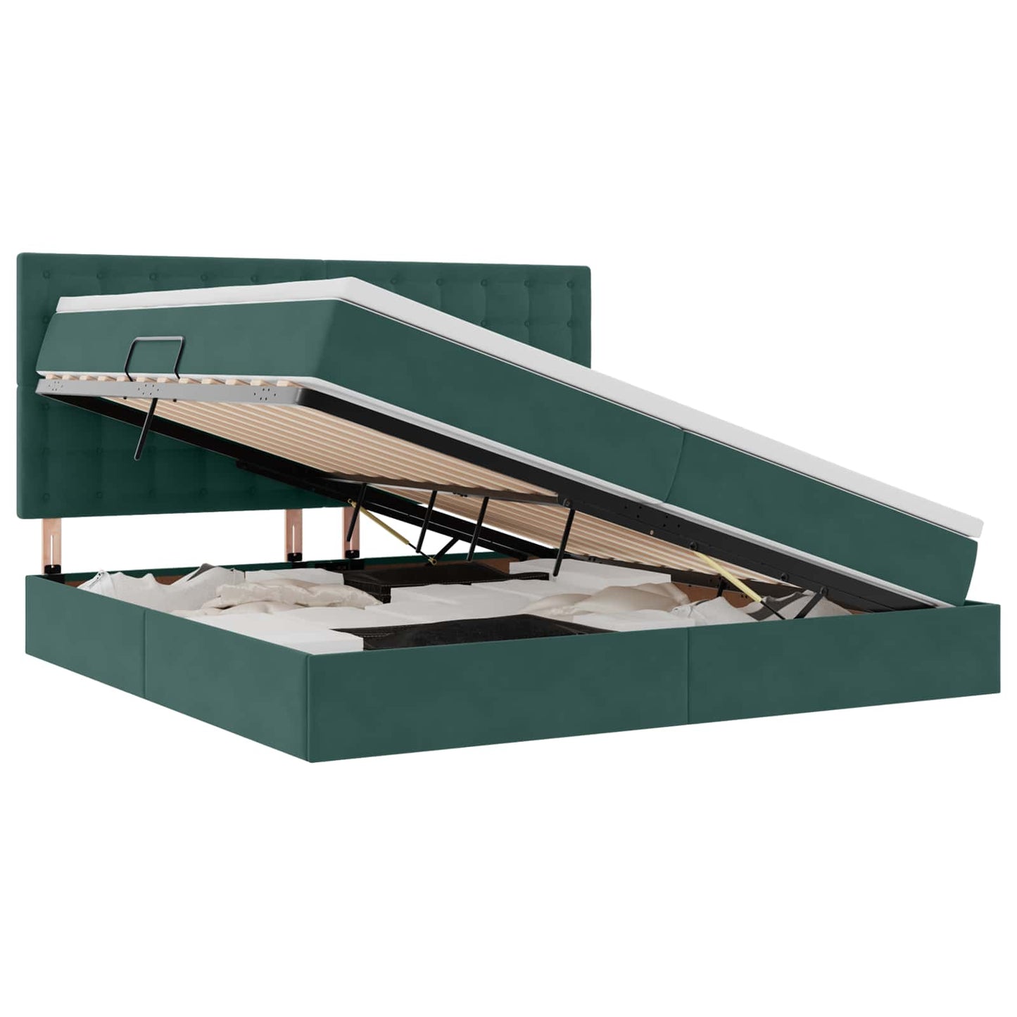Letto con contenitore e materasso Verde Scuro 200 x 200 cm | homemem39