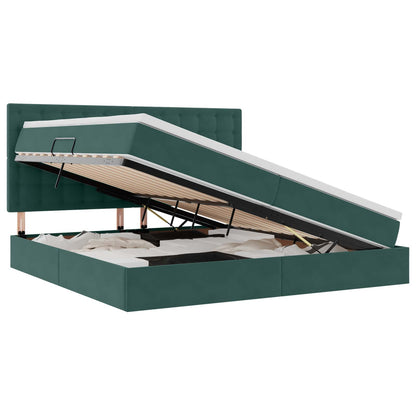 Letto con contenitore e materasso Verde Scuro 200 x 200 cm | homemem39
