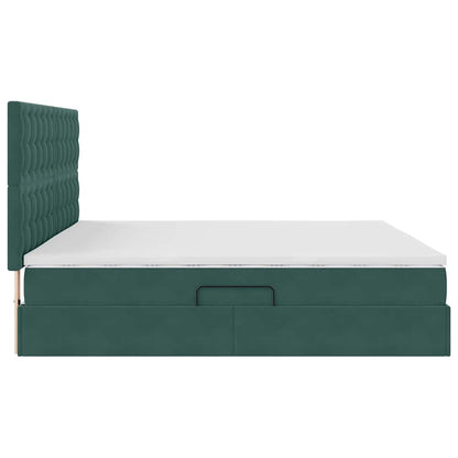 Letto con contenitore e materasso Verde Scuro 200 x 200 cm | homemem39