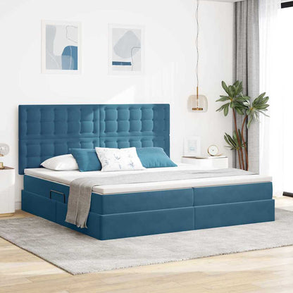 Letto con contenitore e materasso Blu Scuro 200 x 200 cm | homemem39