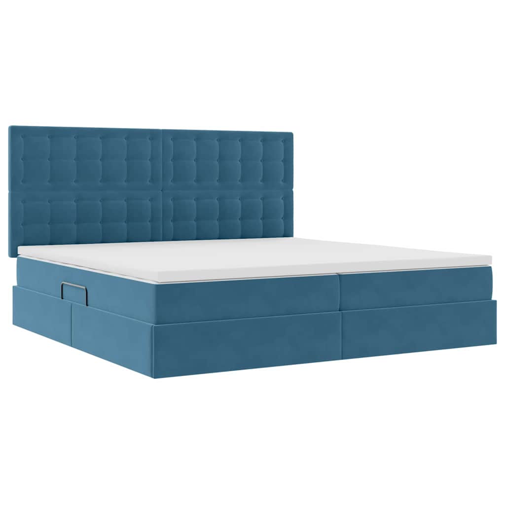 Letto con contenitore e materasso Blu Scuro 200 x 200 cm | homemem39
