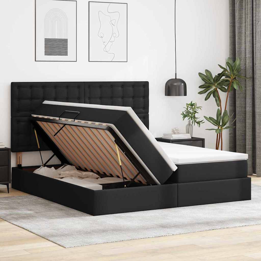 Letto con contenitore e materasso Nero 180 x 200 cm | homemem39
