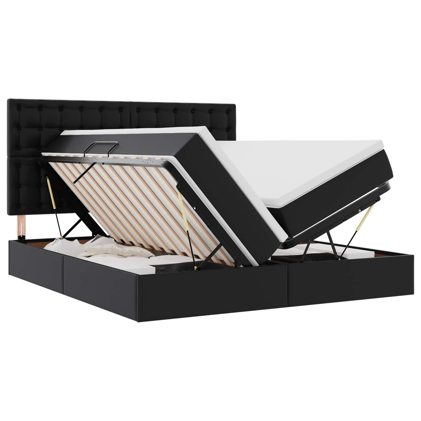 Letto con contenitore e materasso Nero 180 x 200 cm | homemem39