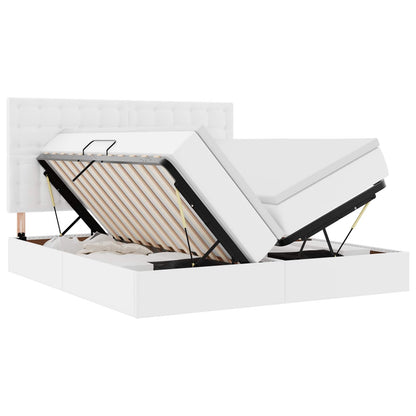 Letto con contenitore e materasso Bianco Puro 180 x 200 cm | homemem39