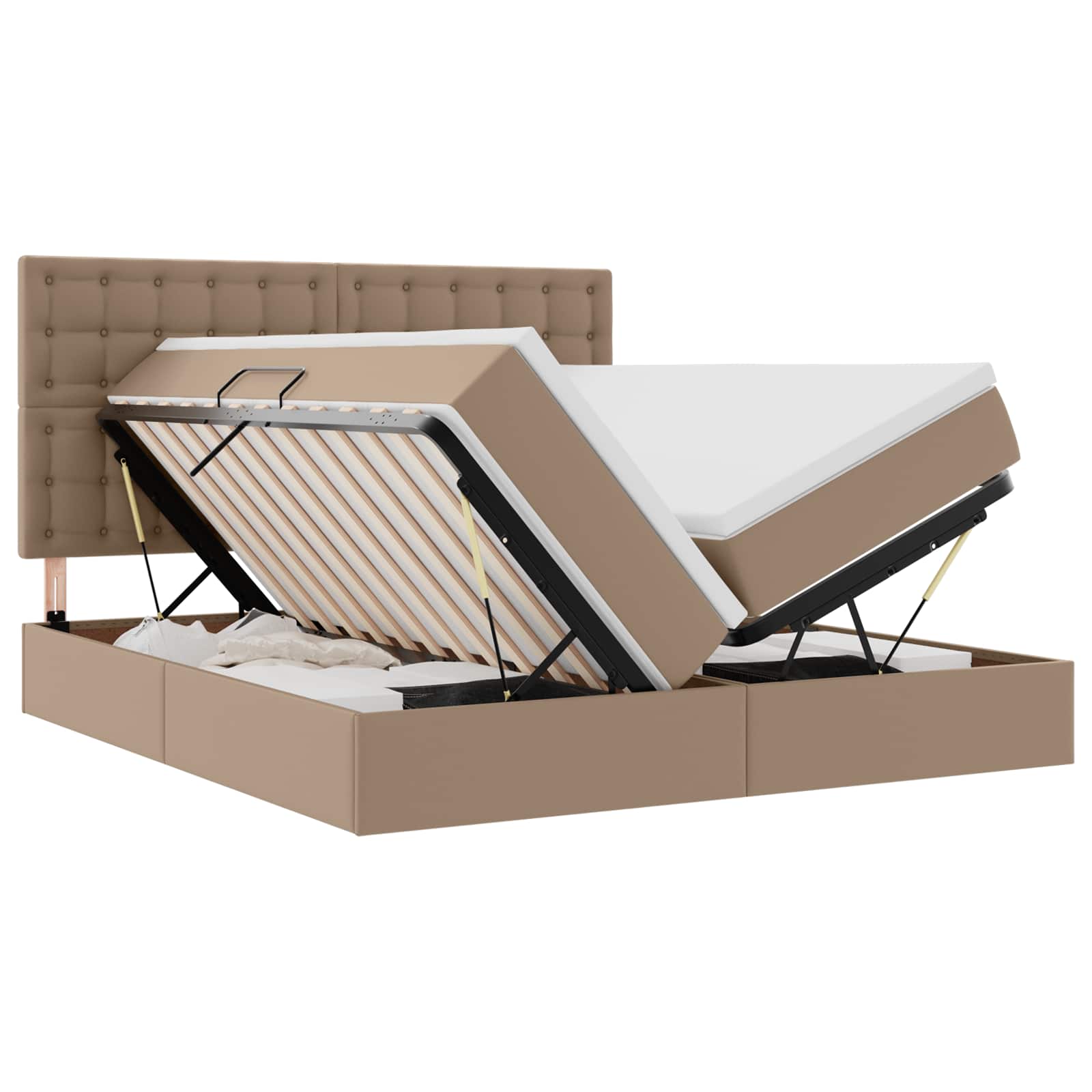 Letto con contenitore e materasso Cappuccino 180 x 200 cm | homemem39