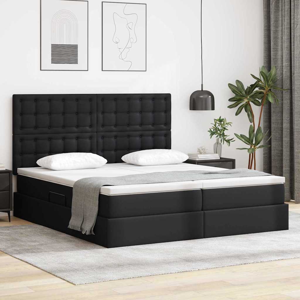Letto con contenitore e materasso Nero 200 x 200 cm | homemem39
