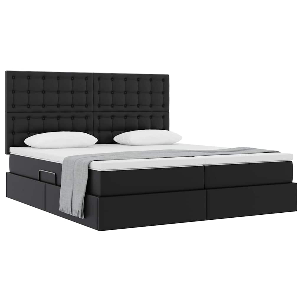 Letto con contenitore e materasso Nero 200 x 200 cm | homemem39
