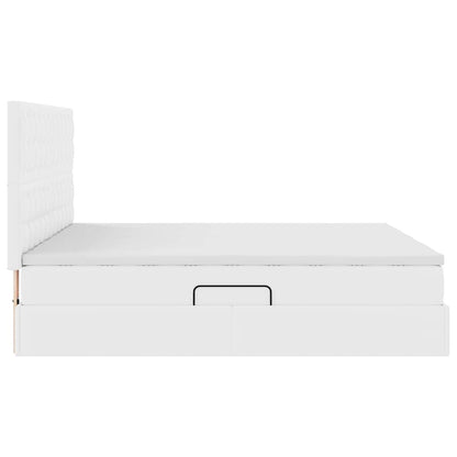 Letto con contenitore e materasso Bianco Puro 200 x 200 cm | homemem39
