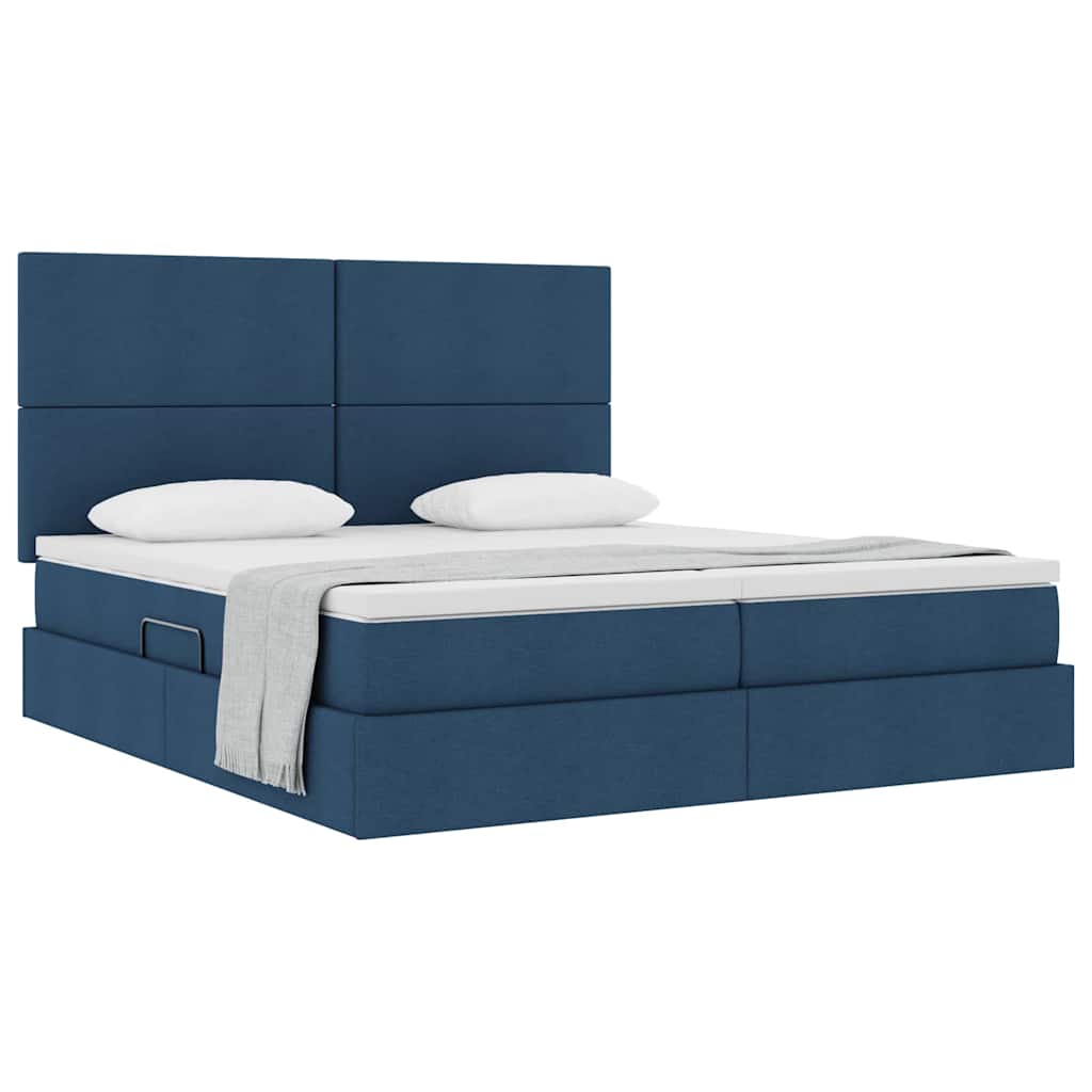 Letto con Contenitore con testiera Blu 180 x 200 cm Tessuto | homemem39