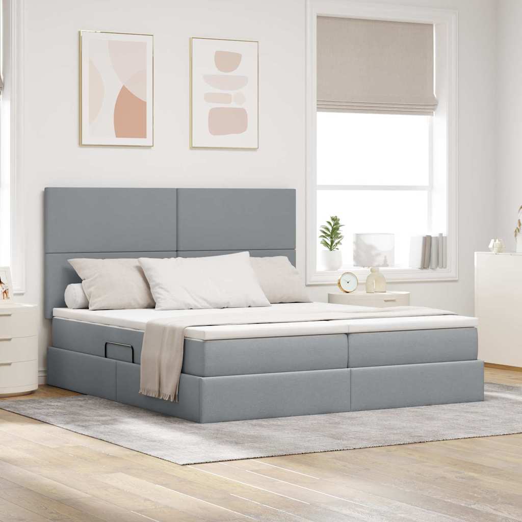 Letto con Contenitore Grigio Chiaro 200 x 200 cm Tessuto | homemem39