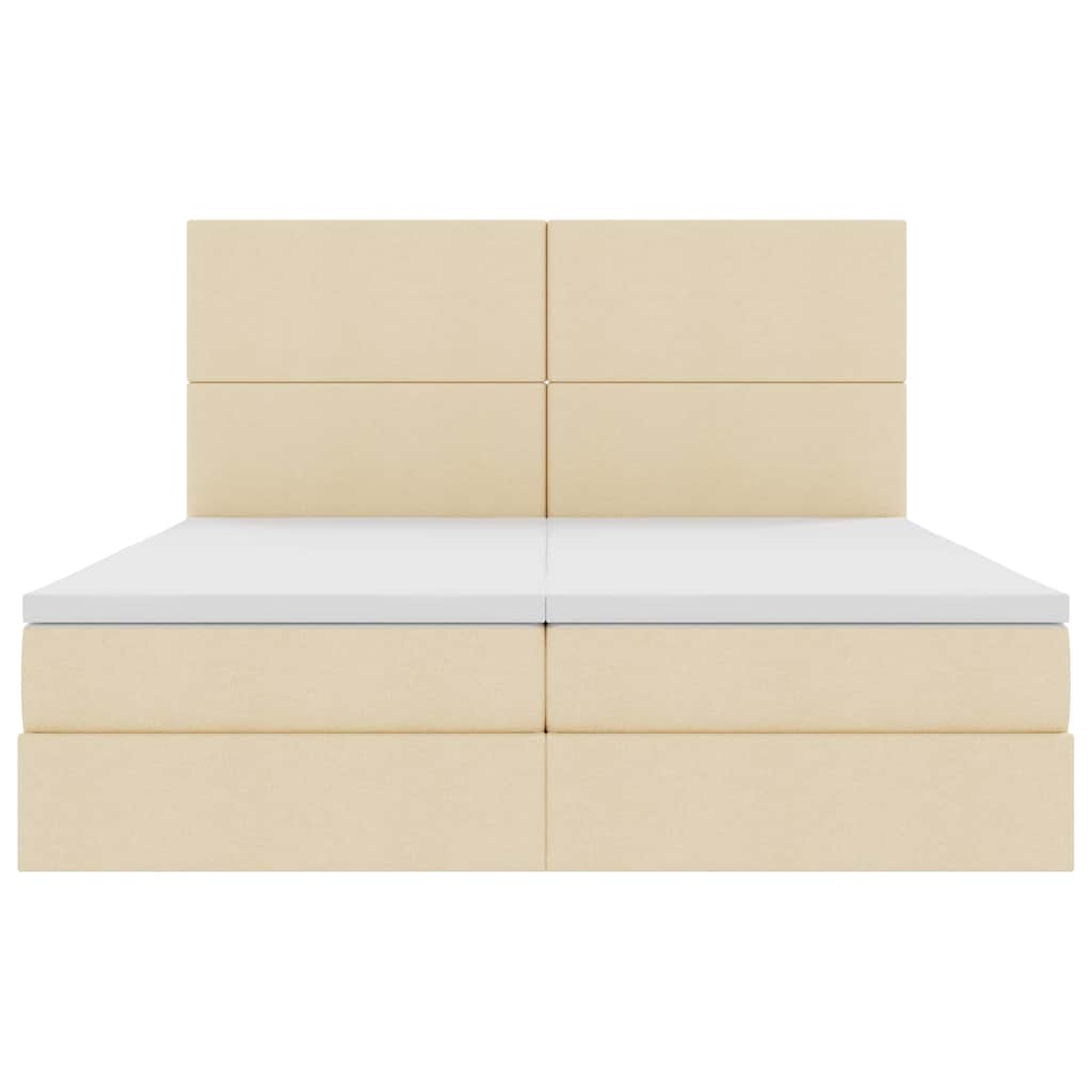 Letto con Contenitore con testiera Crema 200 x 200 cm Tessuto | homemem39