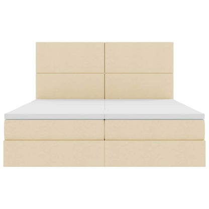 Letto con Contenitore con testiera Crema 200 x 200 cm Tessuto | homemem39