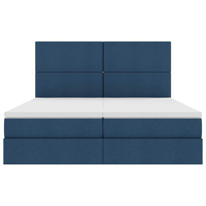 Letto con Contenitore con testiera Blu 200 x 200 cm Tessuto | homemem39