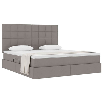 Letto con Contenitore con testiera Tortora 180 x 200 cm Tessuto | homemem39