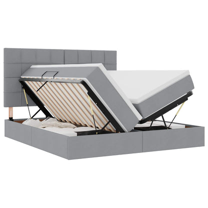 Letto con Contenitore Grigio Chiaro 200 x 200 cm Tessuto | homemem39