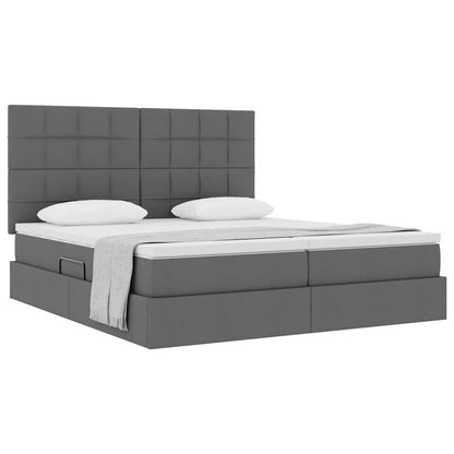Letto con Contenitore Grigio Scuro 200 x 200 cm Tessuto | homemem39