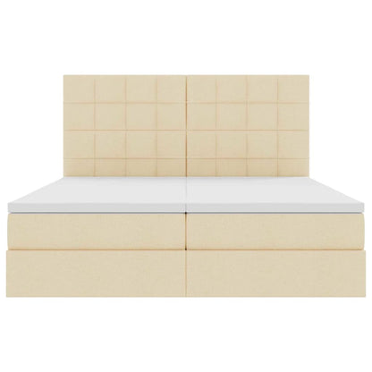 Letto con Contenitore con testiera Crema 200 x 200 cm Tessuto | homemem39