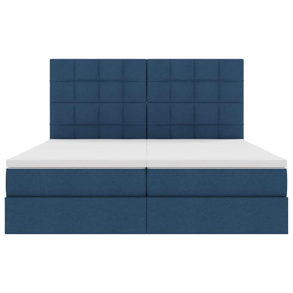 Letto con Contenitore con testiera Blu 200 x 200 cm Tessuto | homemem39