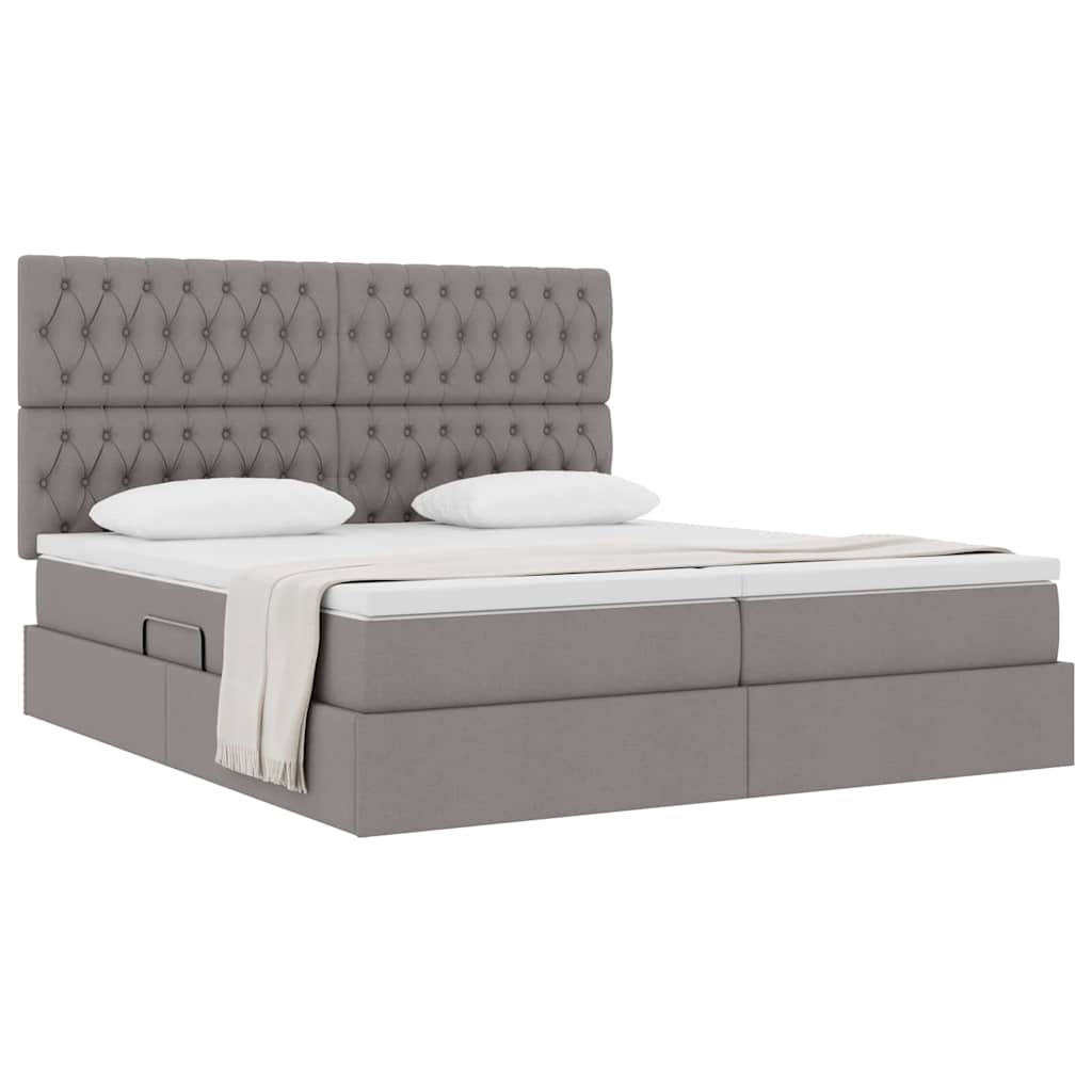 Letto con Contenitore con testiera Tortora 180 x 200 cm Tessuto | homemem39