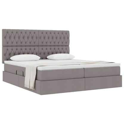 Letto con Contenitore con testiera Tortora 180 x 200 cm Tessuto | homemem39