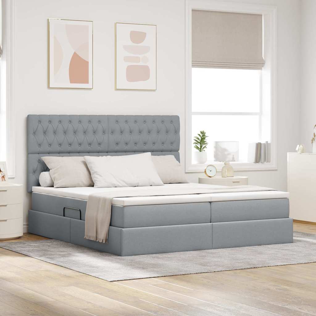Letto con Contenitore Grigio Chiaro 200 x 200 cm Tessuto | homemem39