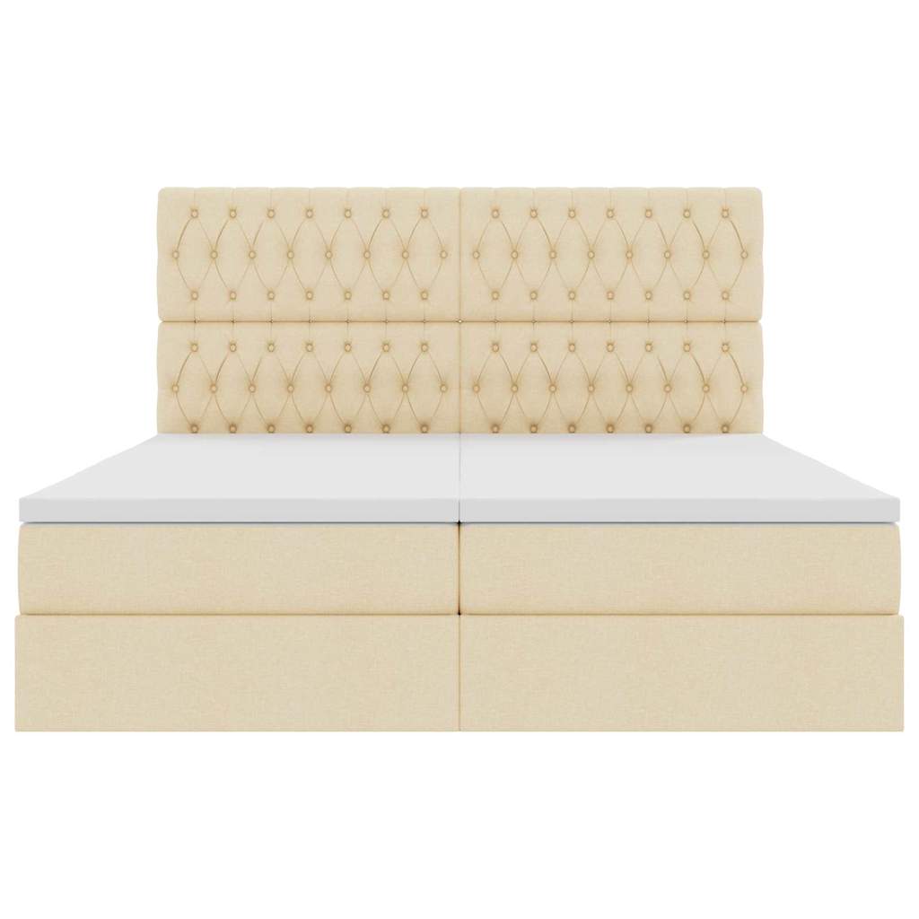 Letto con Contenitore con testiera Crema 200 x 200 cm Tessuto | homemem39
