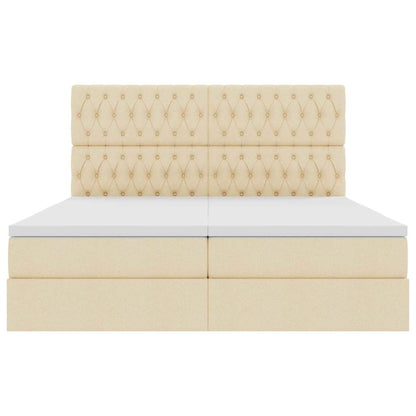 Letto con Contenitore con testiera Crema 200 x 200 cm Tessuto | homemem39