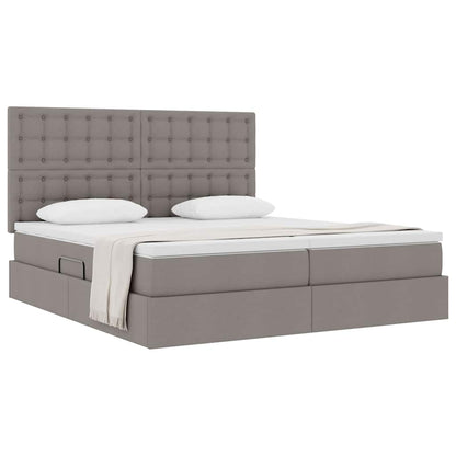 Letto con Contenitore con testiera Tortora 180 x 200 cm Tessuto | homemem39