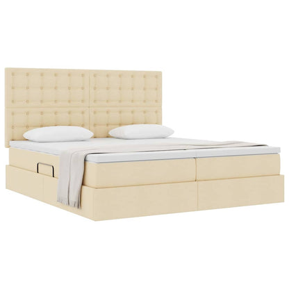 Letto con Contenitore con testiera Crema 180 x 200 cm Tessuto | homemem39