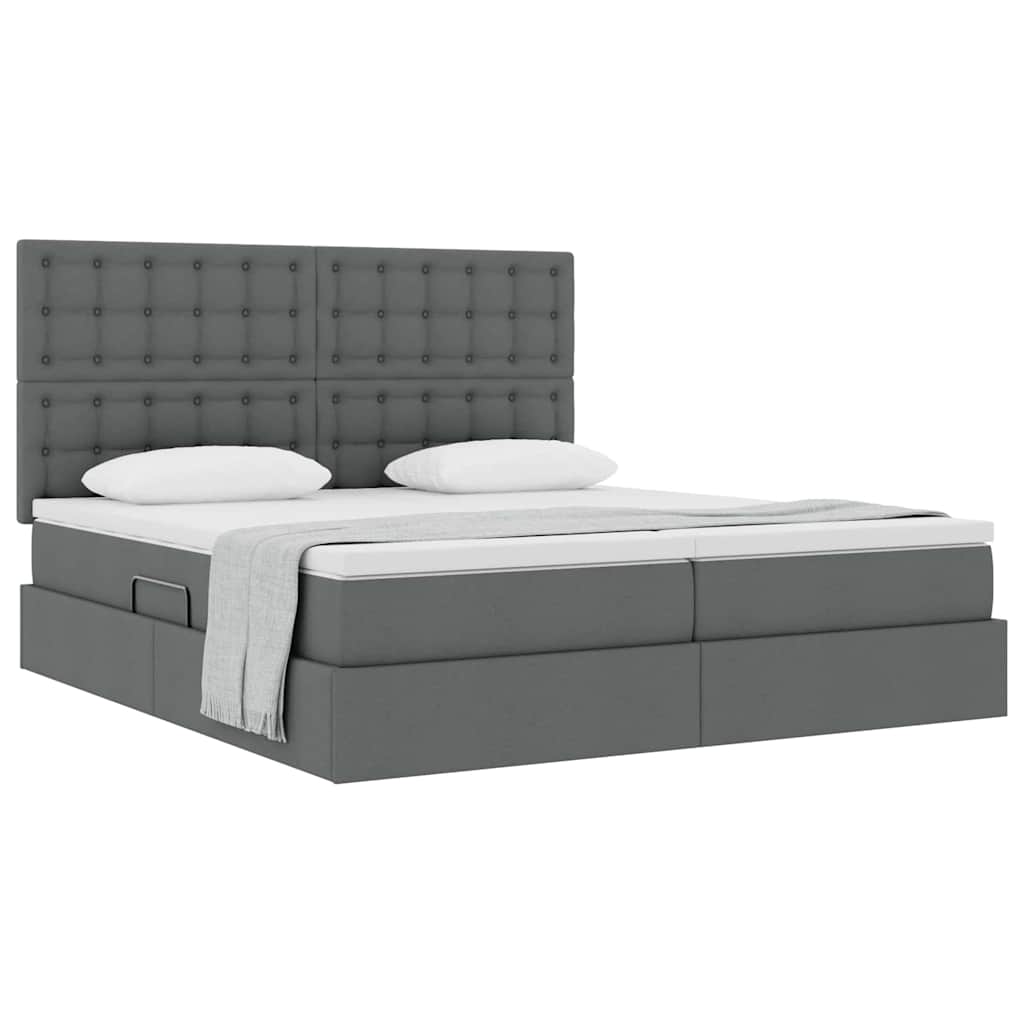Letto con Contenitore Grigio Scuro 200 x 200 cm Tessuto | homemem39