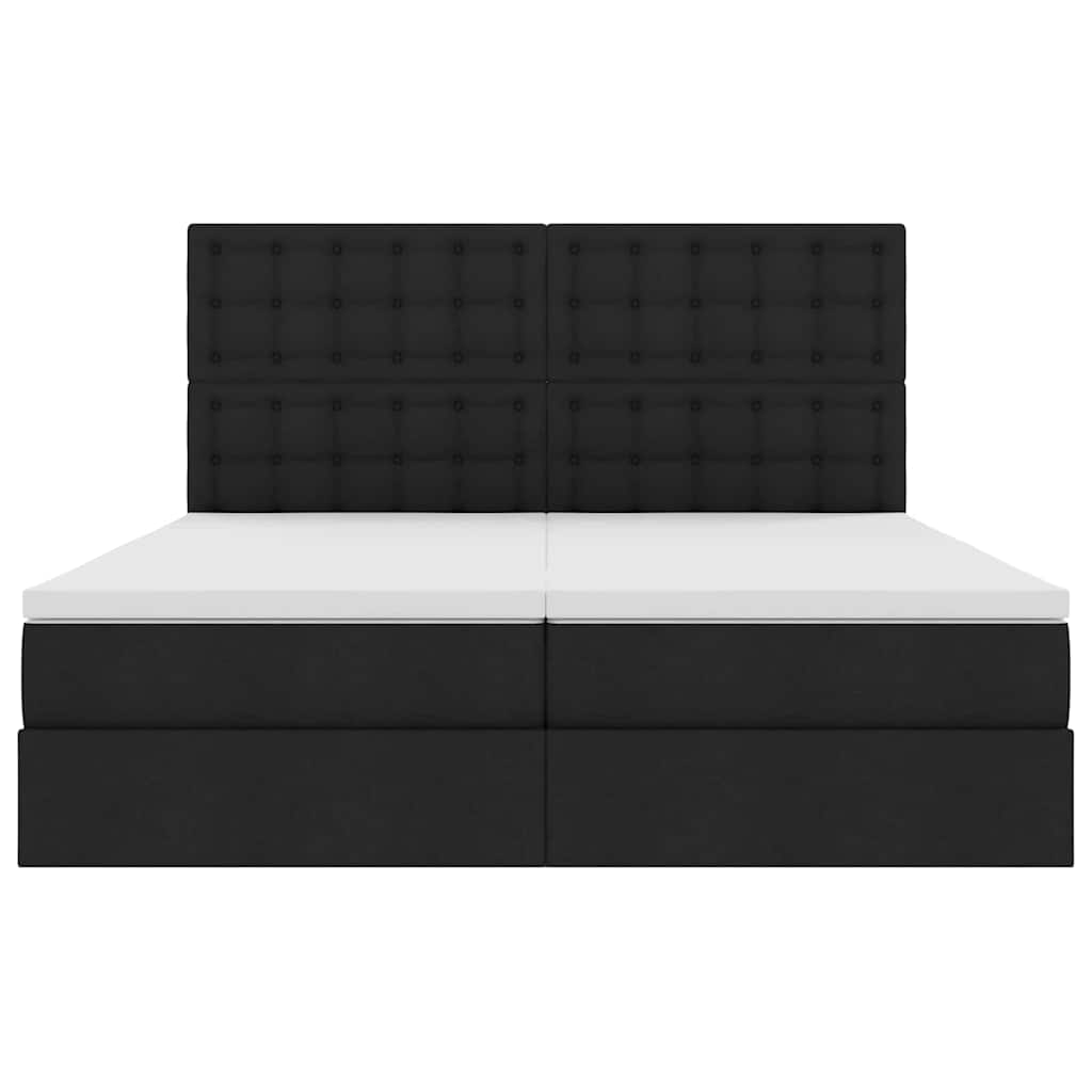Letto con Contenitore con testiera Nero 200 x 200 cm Tessuto | homemem39